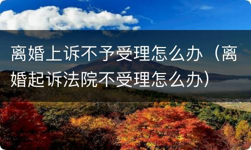 离婚上诉不予受理怎么办（离婚起诉法院不受理怎么办）