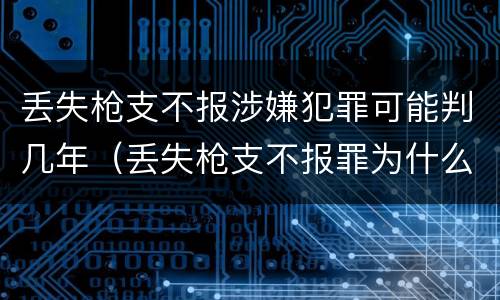 丢失枪支不报涉嫌犯罪可能判几年（丢失枪支不报罪为什么是结果犯）