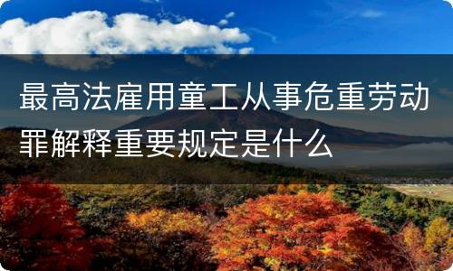 最高法雇用童工从事危重劳动罪解释重要规定是什么