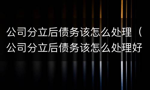 公司分立后债务该怎么处理（公司分立后债务该怎么处理好）