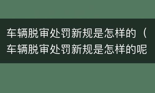 车辆脱审处罚新规是怎样的（车辆脱审处罚新规是怎样的呢）
