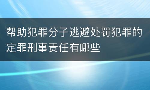 帮助犯罪分子逃避处罚犯罪的定罪刑事责任有哪些