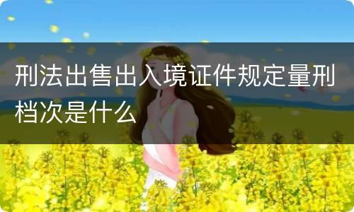 刑法出售出入境证件规定量刑档次是什么