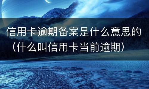 信用卡逾期备案是什么意思的（什么叫信用卡当前逾期）