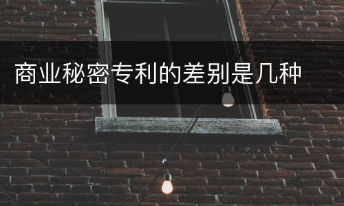 商业秘密专利的差别是几种