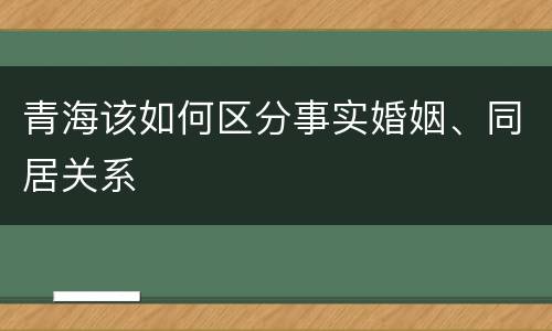青海该如何区分事实婚姻、同居关系