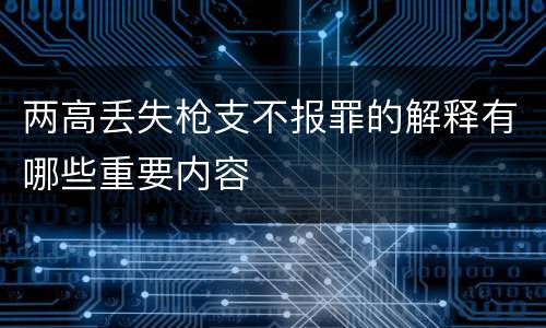 两高丢失枪支不报罪的解释有哪些重要内容
