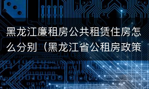 黑龙江廉租房公共租赁住房怎么分别（黑龙江省公租房政策）
