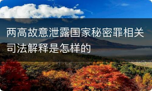 两高故意泄露国家秘密罪相关司法解释是怎样的