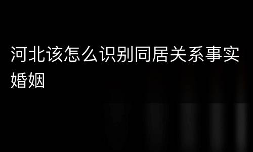 河北该怎么识别同居关系事实婚姻