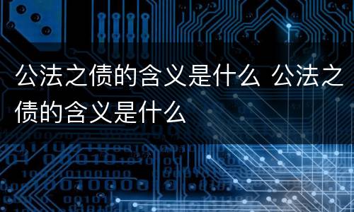 公法之债的含义是什么 公法之债的含义是什么