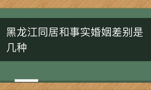 黑龙江同居和事实婚姻差别是几种