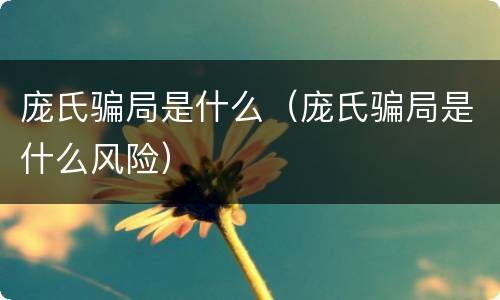 庞氏骗局是什么（庞氏骗局是什么风险）