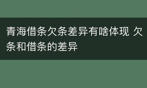 青海借条欠条差异有啥体现 欠条和借条的差异