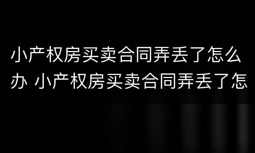 小产权房买卖合同弄丢了怎么办 小产权房买卖合同弄丢了怎么办啊