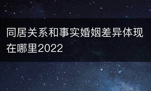 同居关系和事实婚姻差异体现在哪里2022