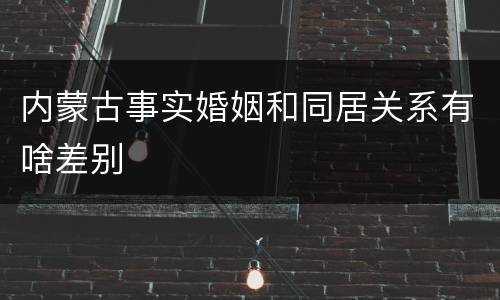 内蒙古事实婚姻和同居关系有啥差别