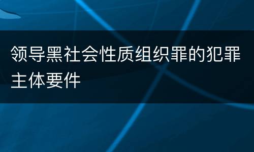 领导黑社会性质组织罪的犯罪主体要件