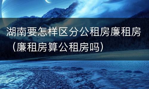 湖南要怎样区分公租房廉租房（廉租房算公租房吗）