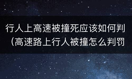 行人上高速被撞死应该如何判（高速路上行人被撞怎么判罚）