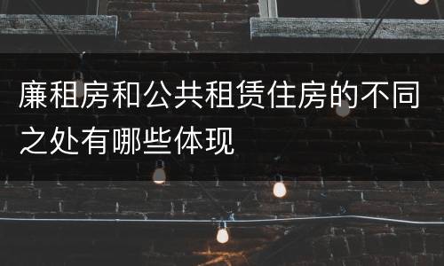 廉租房和公共租赁住房的不同之处有哪些体现