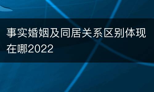 事实婚姻及同居关系区别体现在哪2022