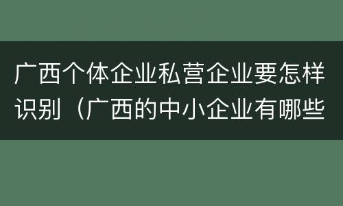 广西个体企业私营企业要怎样识别（广西的中小企业有哪些）
