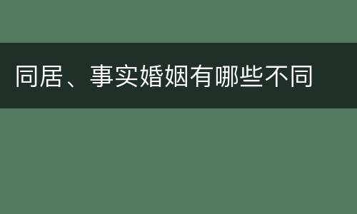 同居、事实婚姻有哪些不同