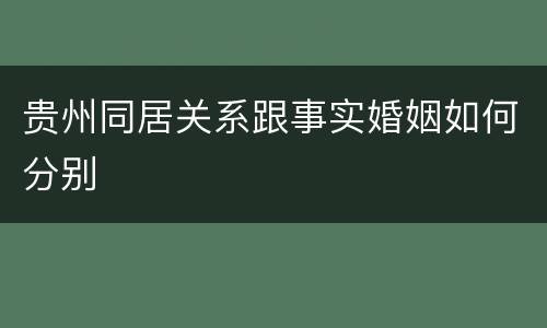贵州同居关系跟事实婚姻如何分别