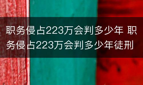 职务侵占223万会判多少年 职务侵占223万会判多少年徒刑