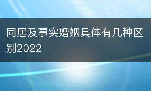同居及事实婚姻具体有几种区别2022
