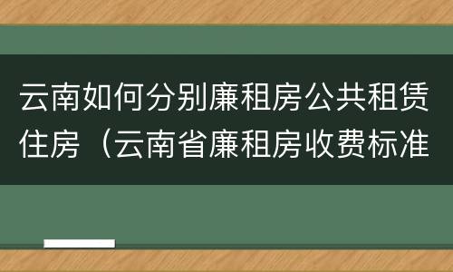 云南如何分别廉租房公共租赁住房（云南省廉租房收费标准）
