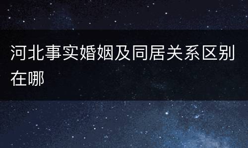 河北事实婚姻及同居关系区别在哪