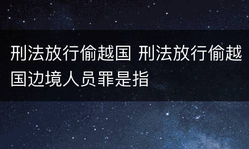刑法放行偷越国 刑法放行偷越国边境人员罪是指
