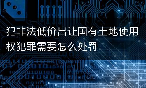 犯非法低价出让国有土地使用权犯罪需要怎么处罚
