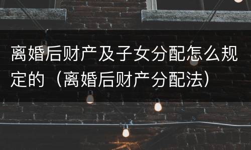 离婚后财产及子女分配怎么规定的（离婚后财产分配法）