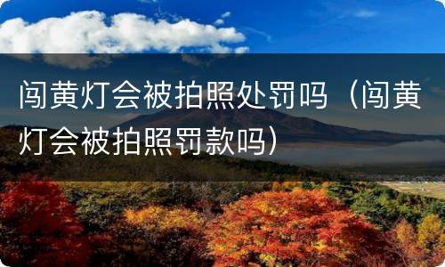 闯黄灯会被拍照处罚吗（闯黄灯会被拍照罚款吗）