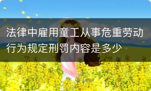 法律中雇用童工从事危重劳动行为规定刑罚内容是多少