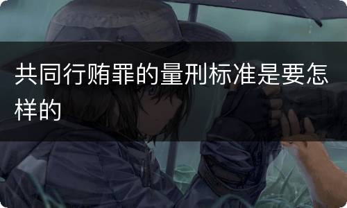 共同行贿罪的量刑标准是要怎样的