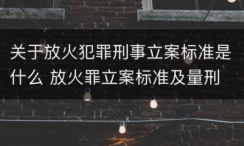 关于放火犯罪刑事立案标准是什么 放火罪立案标准及量刑