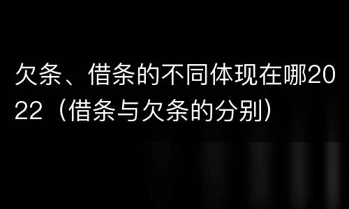 欠条、借条的不同体现在哪2022（借条与欠条的分别）