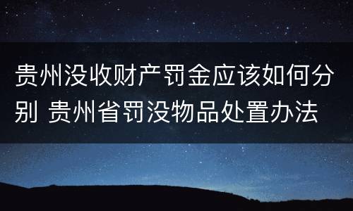 贵州没收财产罚金应该如何分别 贵州省罚没物品处置办法