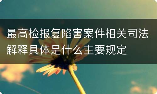 最高检报复陷害案件相关司法解释具体是什么主要规定