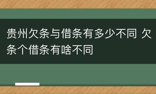 贵州欠条与借条有多少不同 欠条个借条有啥不同