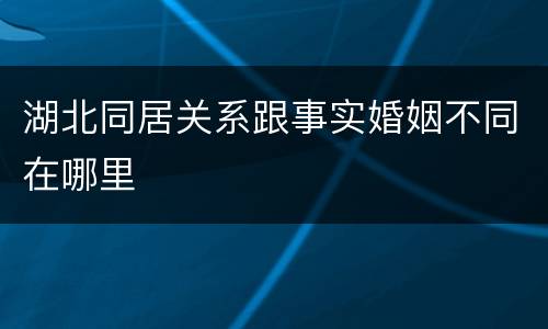 湖北同居关系跟事实婚姻不同在哪里