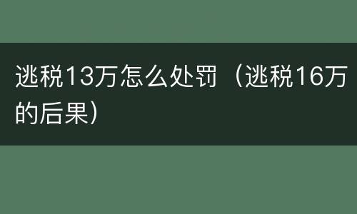 逃税13万怎么处罚（逃税16万的后果）