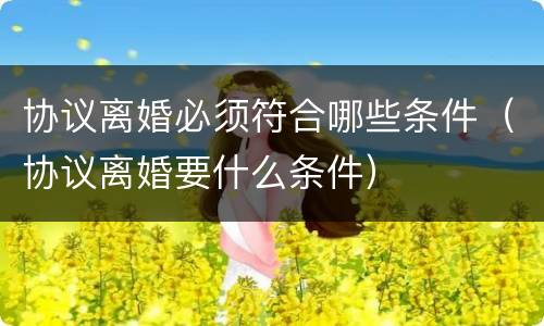 协议离婚必须符合哪些条件（协议离婚要什么条件）