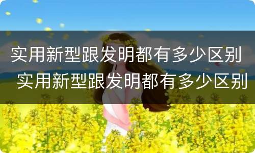 实用新型跟发明都有多少区别 实用新型跟发明都有多少区别呢