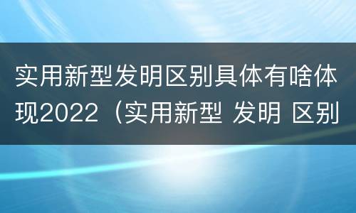实用新型发明区别具体有啥体现2022（实用新型 发明 区别）