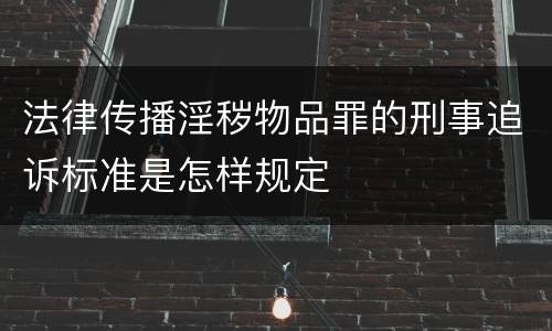 法律传播淫秽物品罪的刑事追诉标准是怎样规定